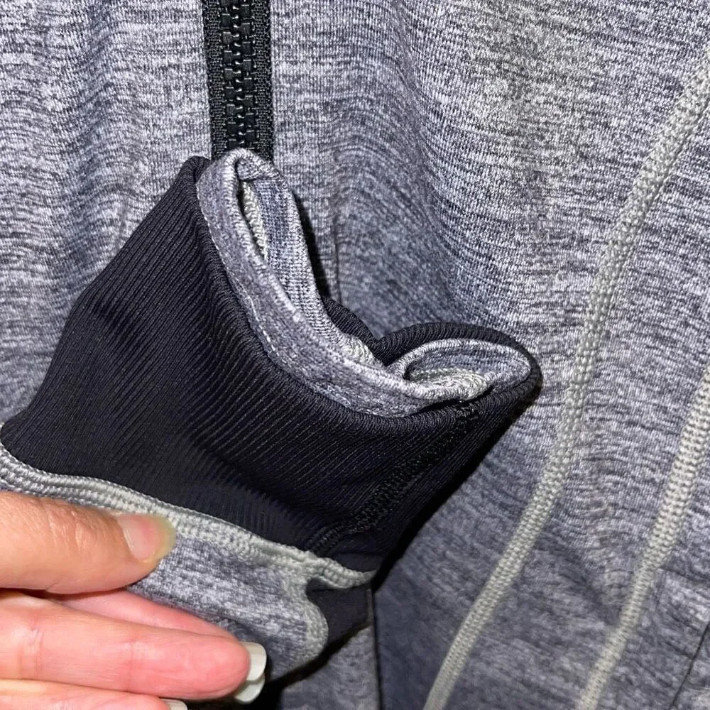 Lululemon Athletica Womens Daily Practice Zip Up Hooded Jacket Gray Black Size 8